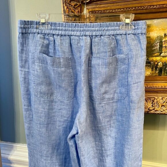 NWOT Talbots Washed Linen Wide Leg Beach Pant in Blue Size SMALL - Picture 4 of 4